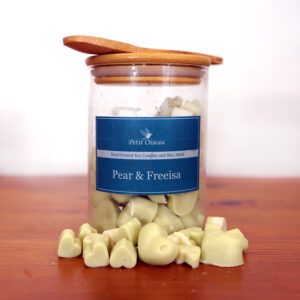 Pear & Freeisa Wax Melts in Jar with spon