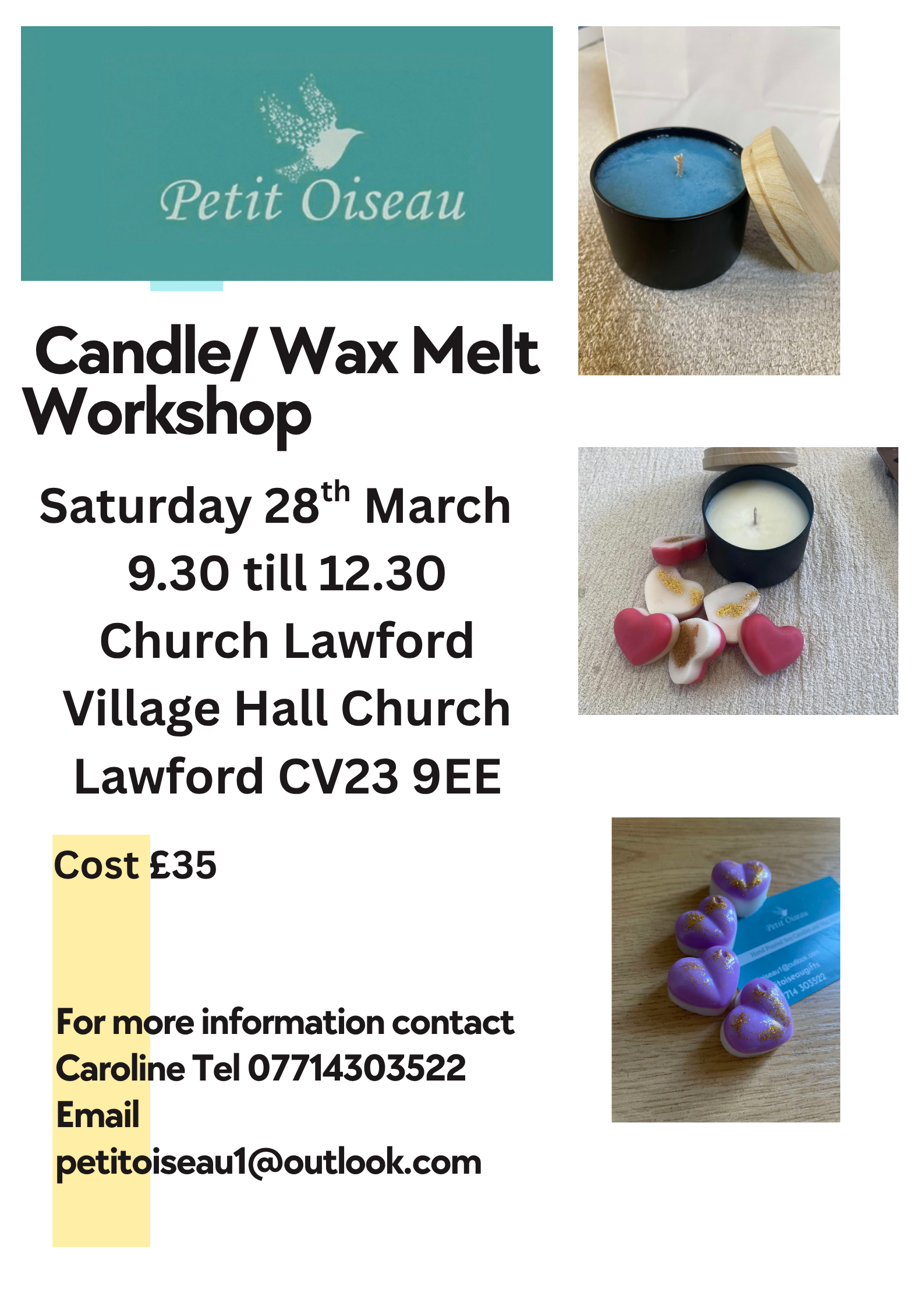 Candle and wax melt workshop 28th of March