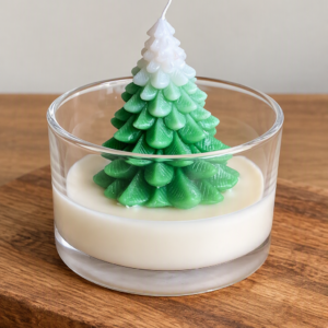 Christmas tree candle and 50 CL clear vessel